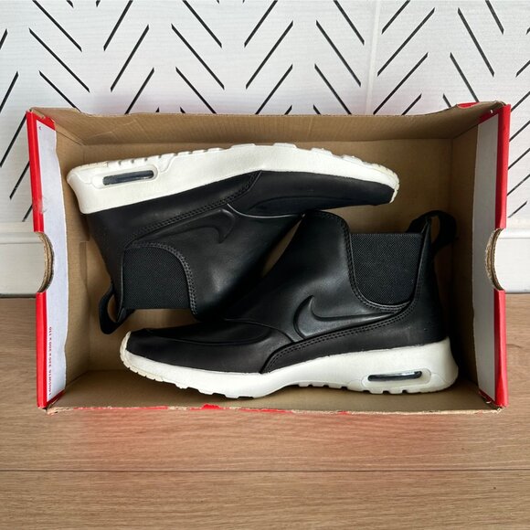 ⭐Nike Air Max Thea Women Mid Boot Shoes Leather Chelsea Sneaker Black 859550-001 - Picture 7 of 10